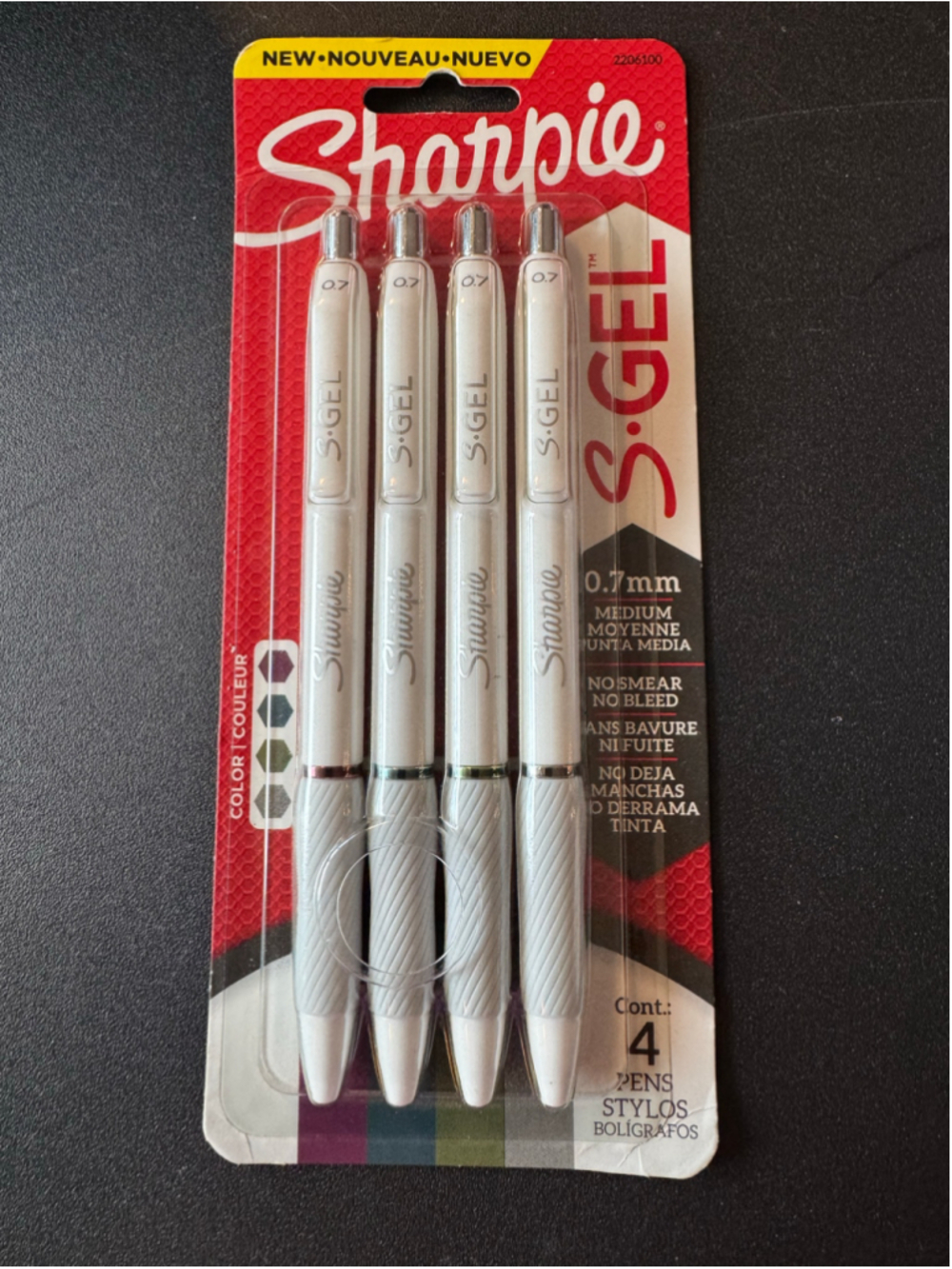 Sharpie S-Gel 0.7mm Gel Pens 4-Pack 0.7mm Medium, Colored Ink - Brand New